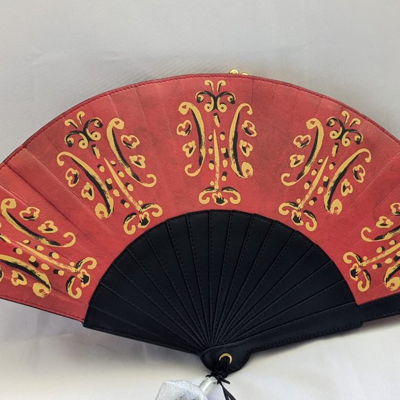 SS20 Moschino Couture Jeremy Scott Fan Leather Clutch Bag w/silky tassel - Picture 5 of 16